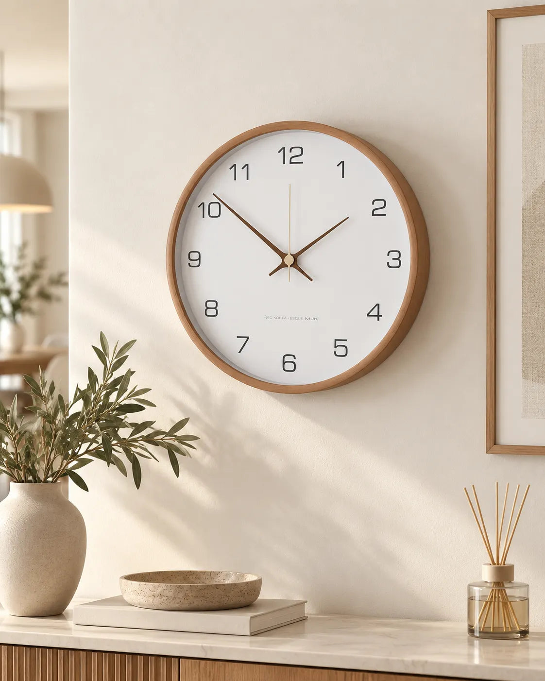 Horloge Murale Bois Massif Ronde Silencieuse — 3 Tailles