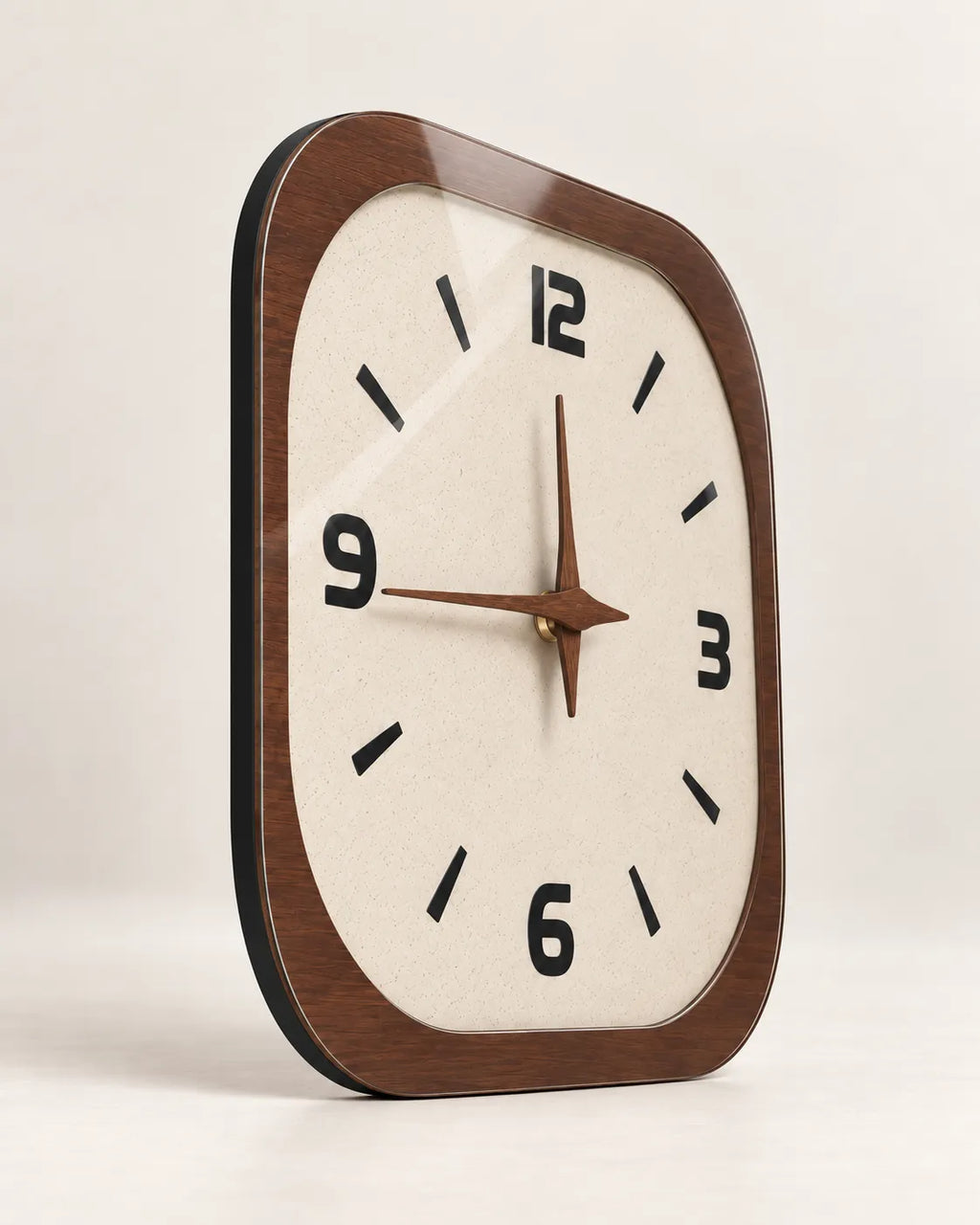 Horloge Murale Bois Carrée Crème Rétro Silencieuse — 3 Tailles