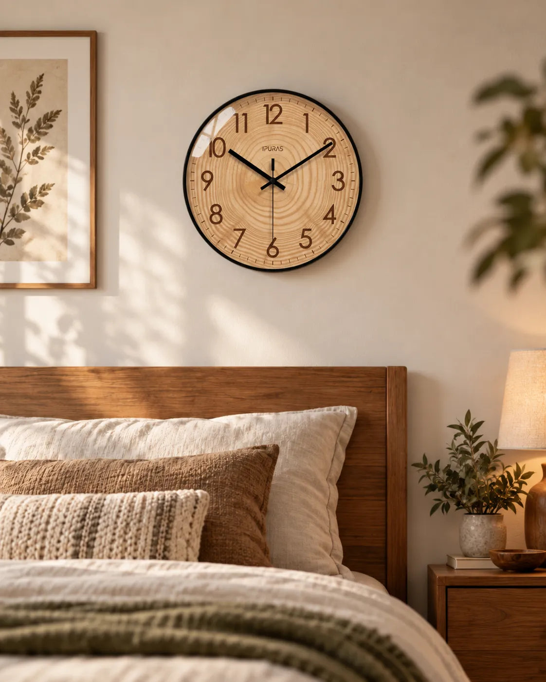 Horloge Murale Effet Bois Ronde Silencieuse — 3 Tailles