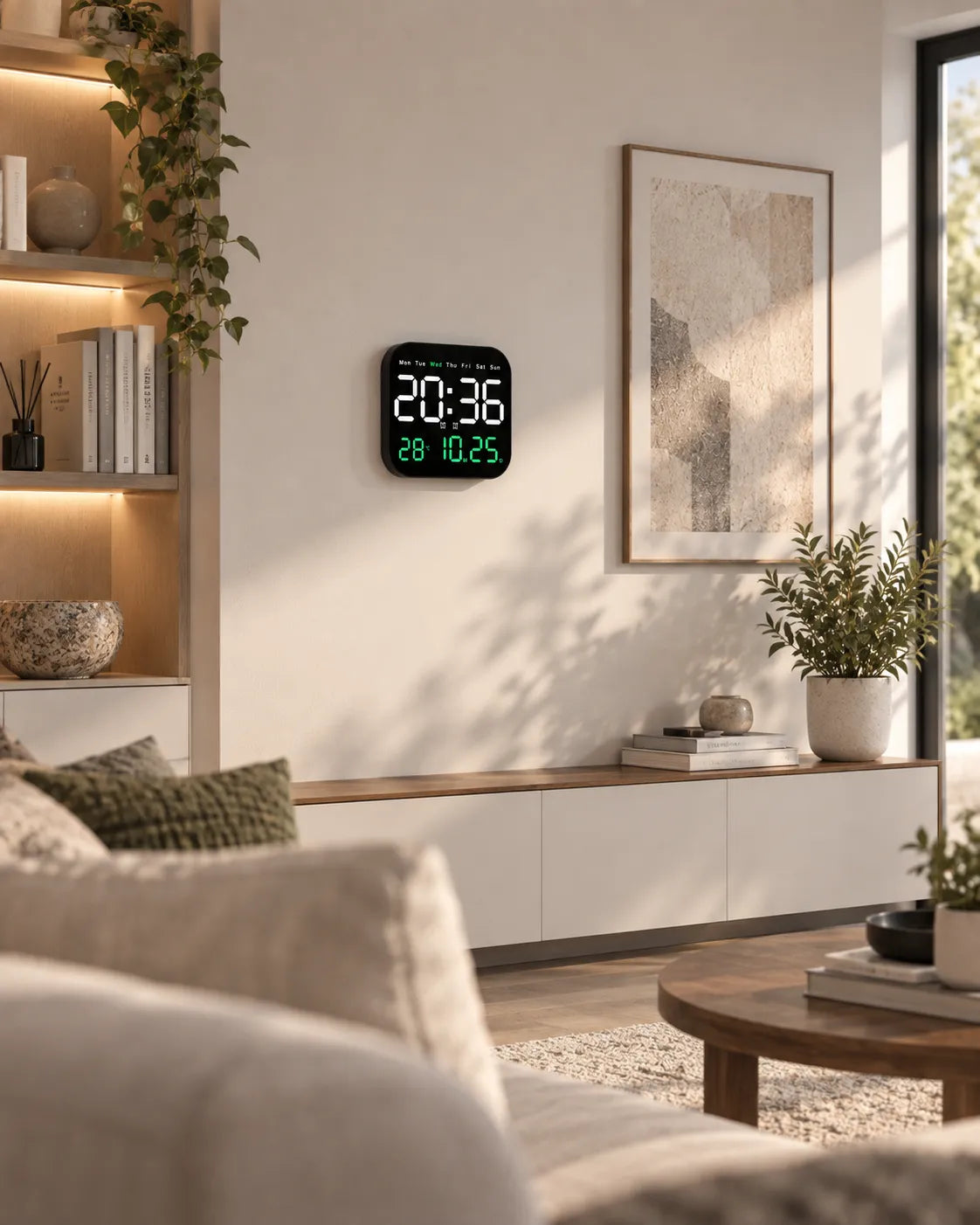 Horloge Murale LED Carrée 18,5 cm avec Minuteur et Télécommande