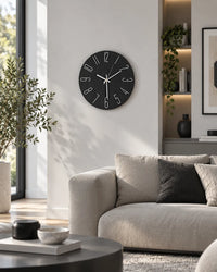 Horloge Murale Ronde 30 cm Chiffres 3D Silencieuse — 4 Coloris