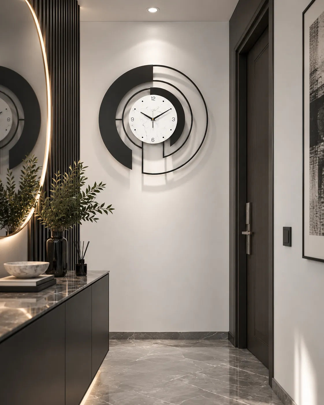 Horloge Murale Forme Irrégulière Moderne — Noir ou Doré