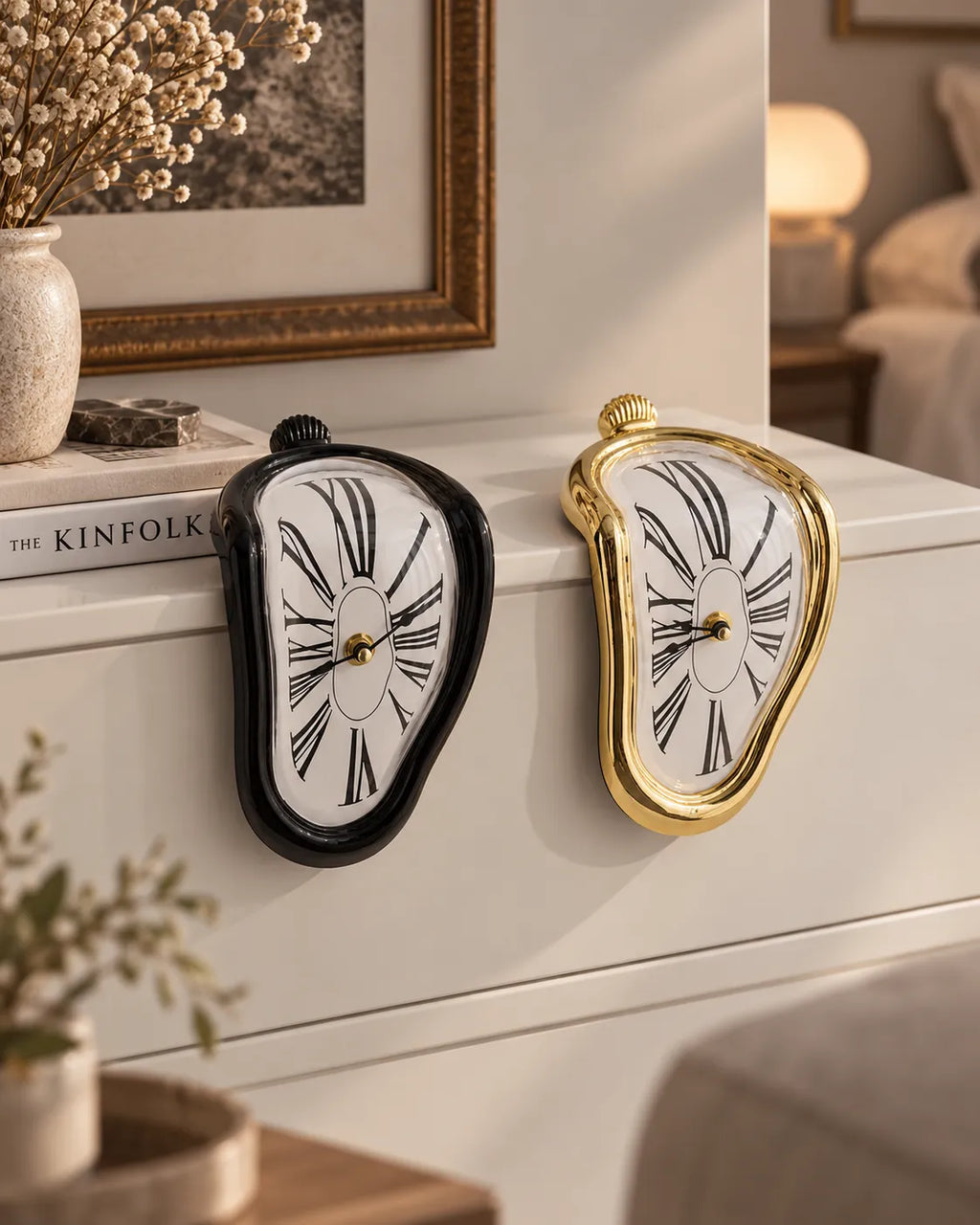 Horloge Fondante Style Dali Chiffres Romains Silencieuse