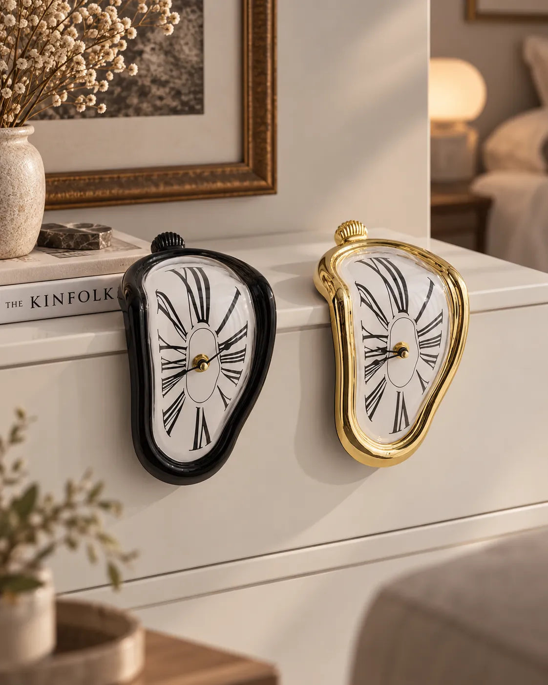 Horloge Fondante Style Dali Chiffres Romains Silencieuse