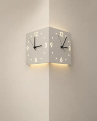 Horloge Murale d’Angle Double Face Carrée Silencieuse