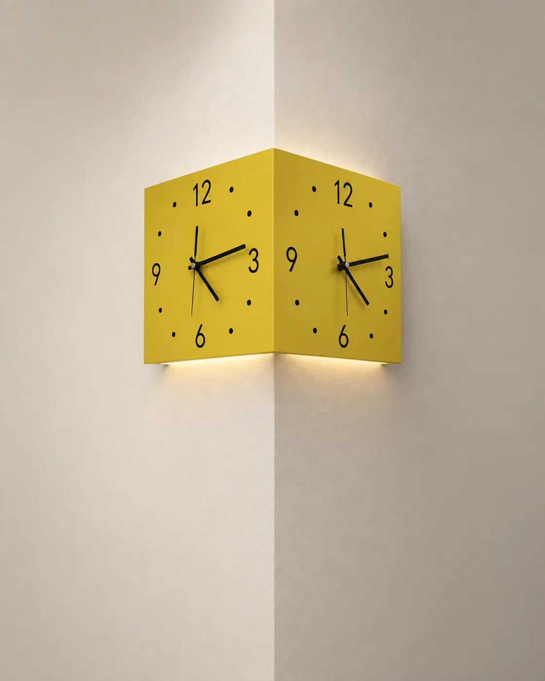 Horloge Murale d’Angle Double Face Carrée Silencieuse