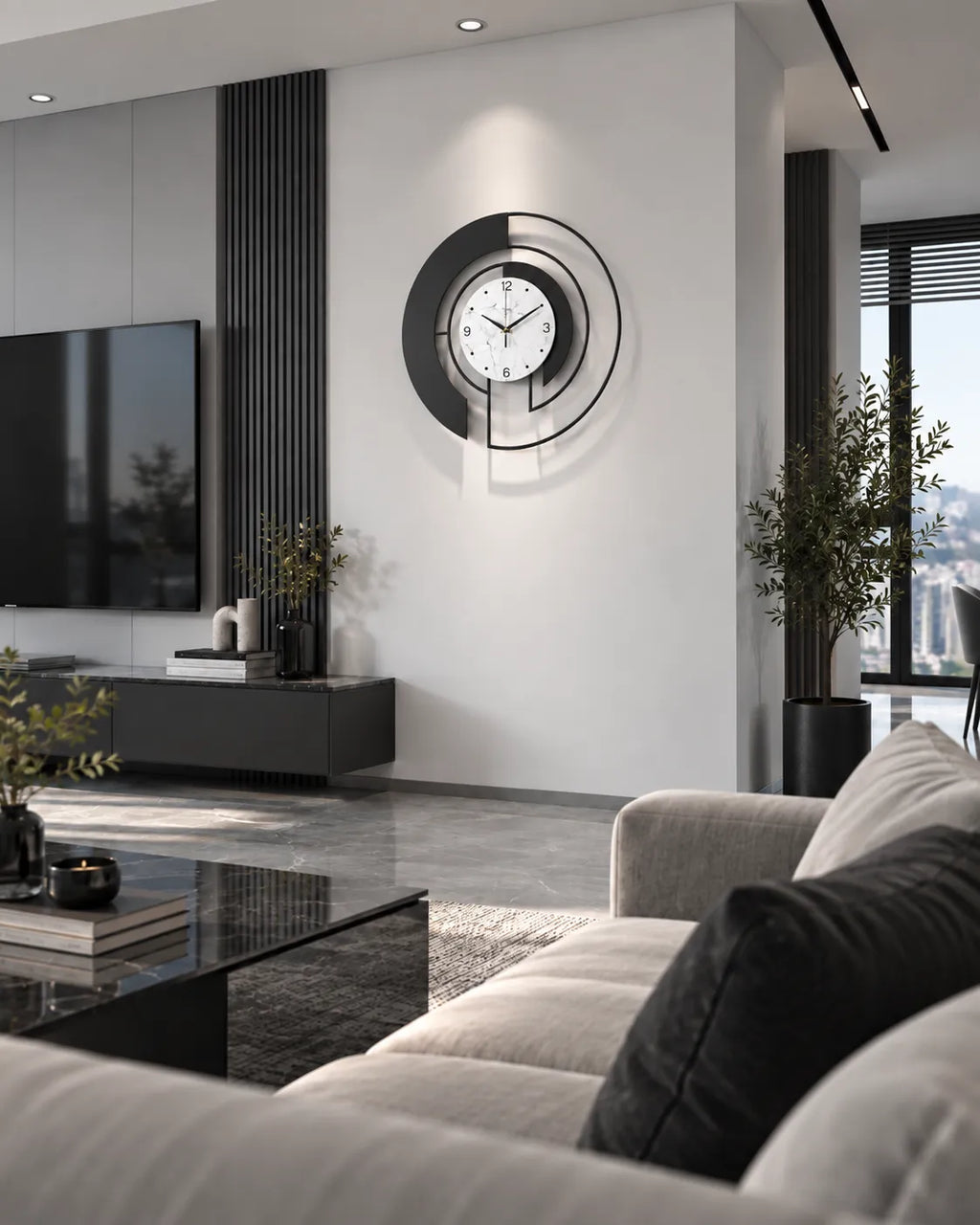 Horloge Murale Forme Irrégulière Moderne — Noir ou Doré