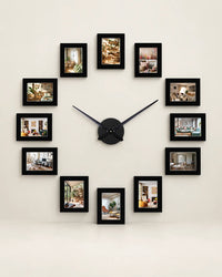 Horloge Murale Cadres Photo DIY Noire 120 cm Silencieuse