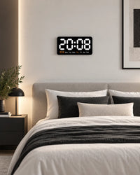 Horloge Murale LED 21,5 cm Activation Sonore et Double Alarme