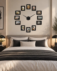 Horloge Murale Cadres Photo DIY Noire 120 cm Silencieuse