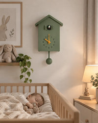 Horloge Coucou Moderne 20 × 25 cm Oiseau Animé et Balancier
