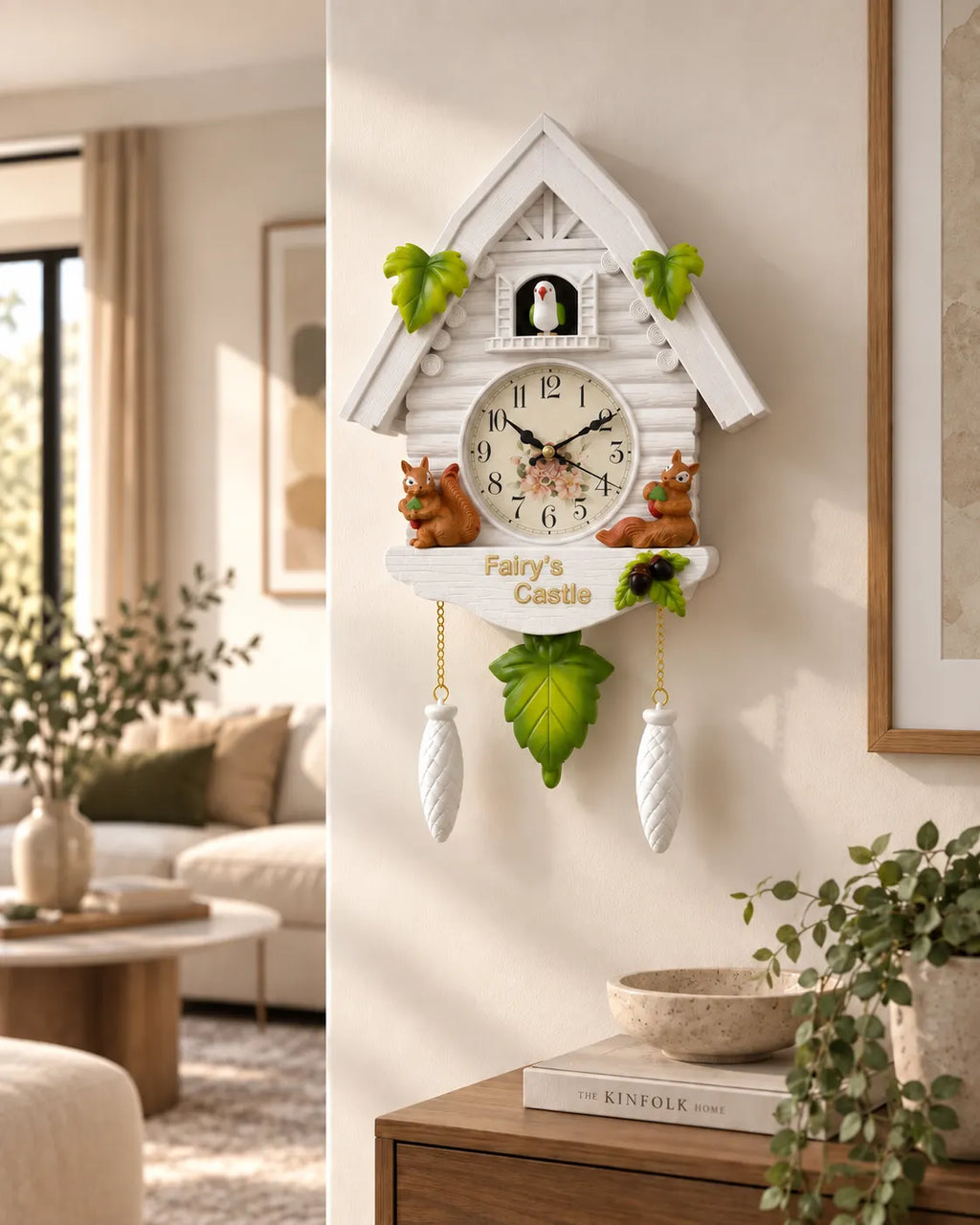 Horloge Coucou Maison Féérique en Résine avec Sonnerie et Balancier