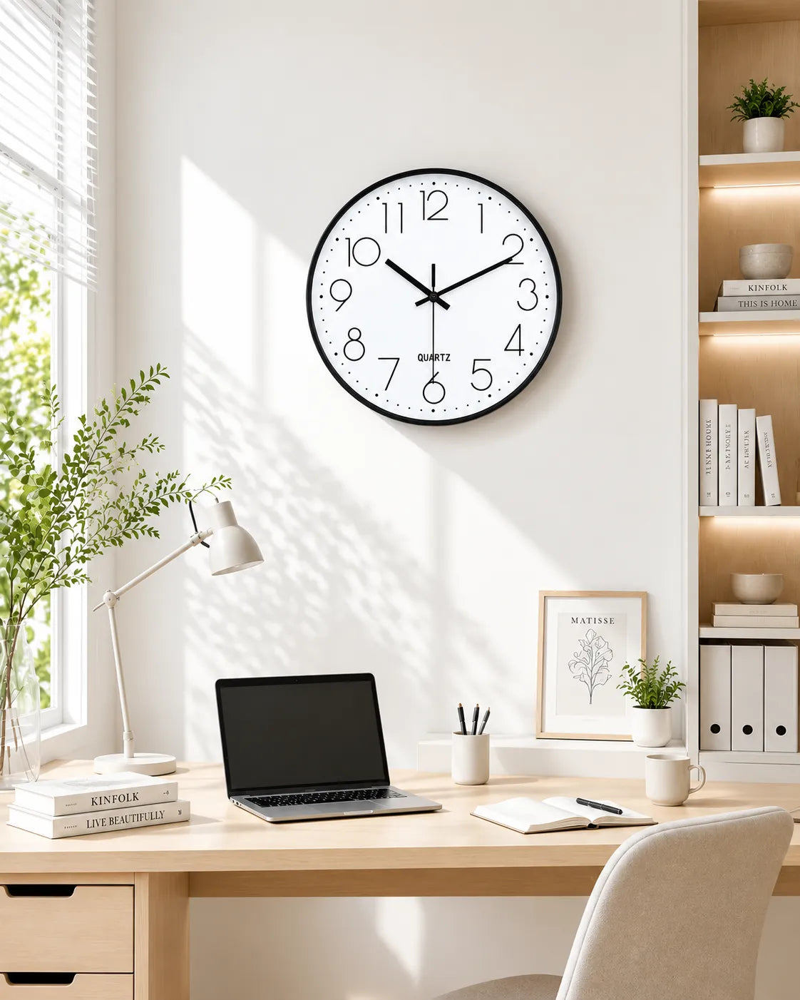 Horloge Murale 20 cm Chiffres en Relief Silencieuse