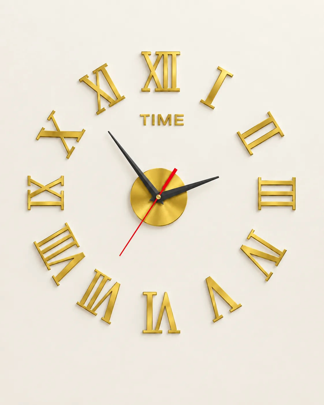 Horloge Murale DIY Miroir Chiffres Romains 3D 40 cm Autocollante