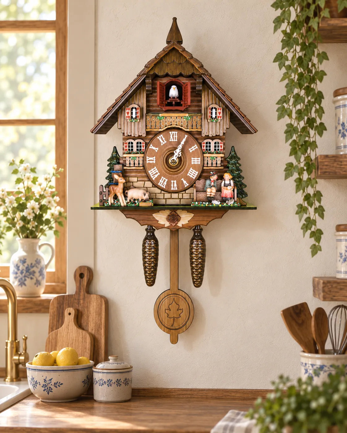 Horloge Coucou Bois Rétro Oiseau Animé à Sonnerie — 3 Modèles