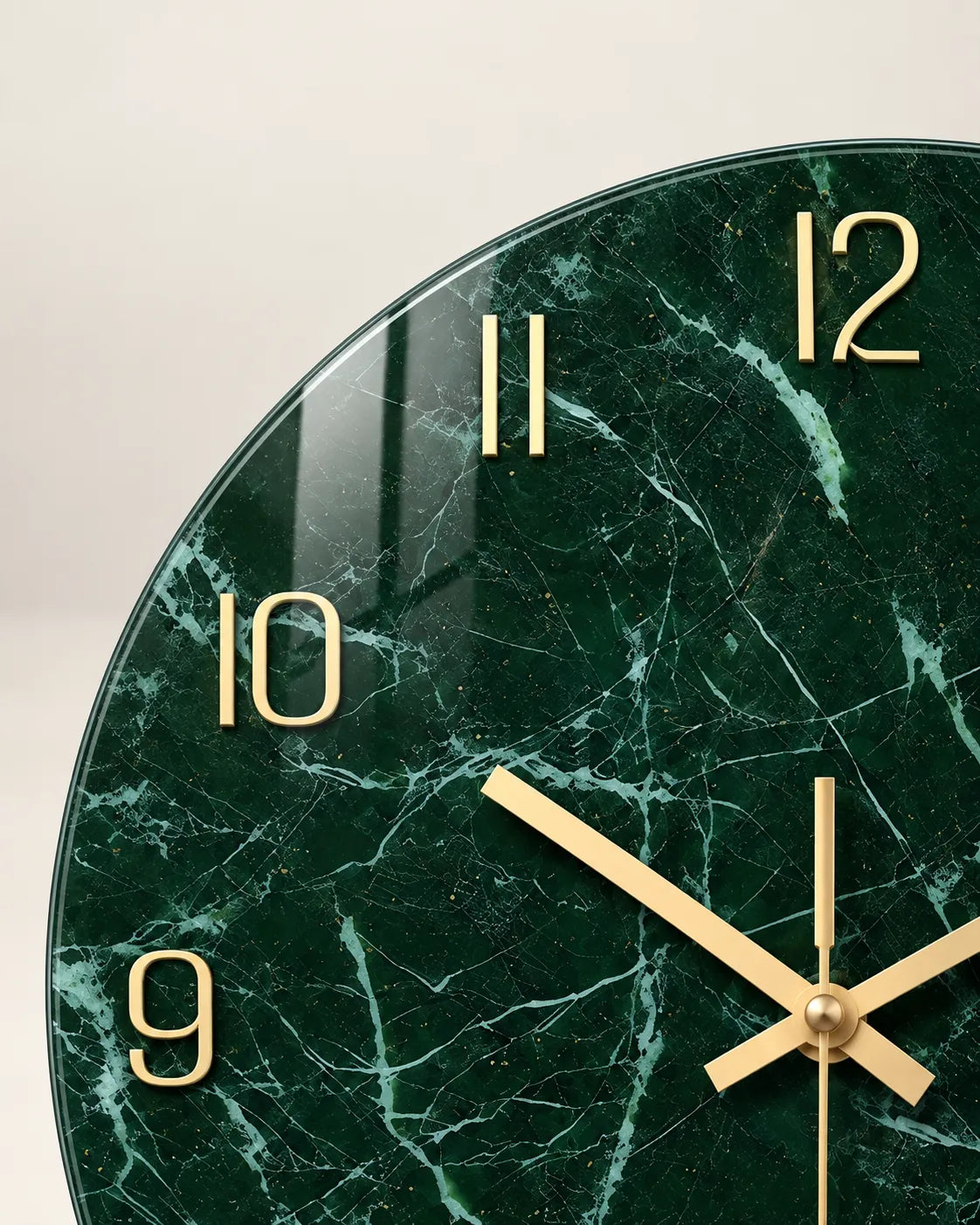 Horloge Murale Verre Trempé Effet Marbre Vert Foncé — 3 Tailles
