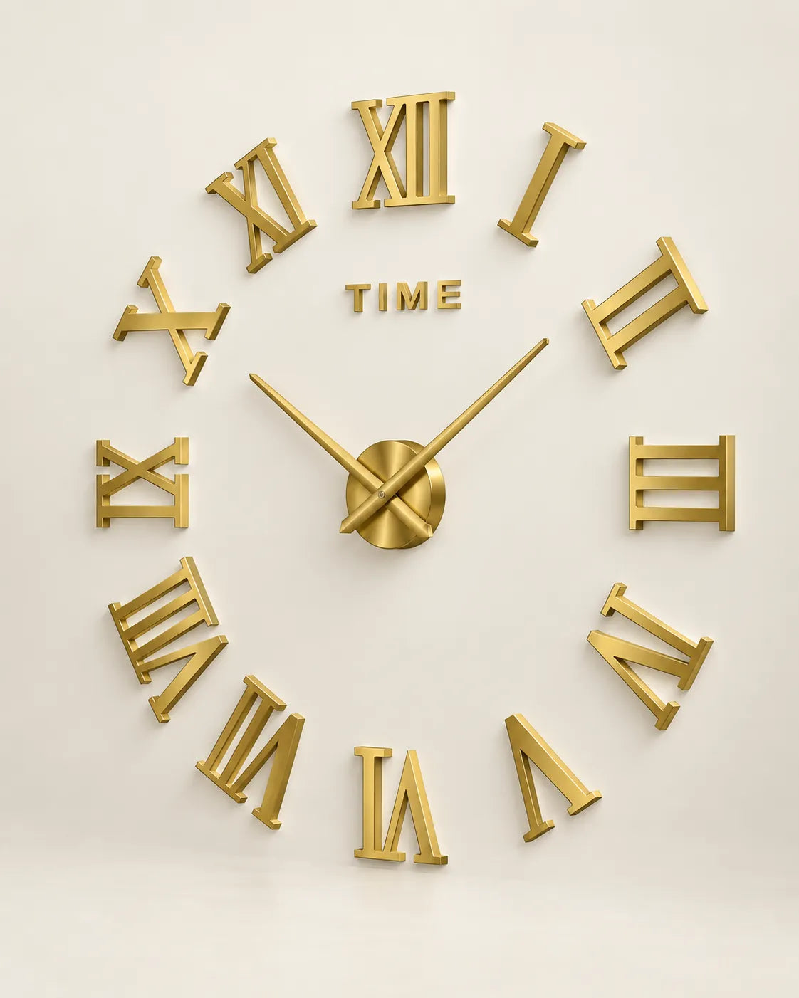 Grande Horloge Murale DIY Miroir Chiffres Romains Silencieuse
