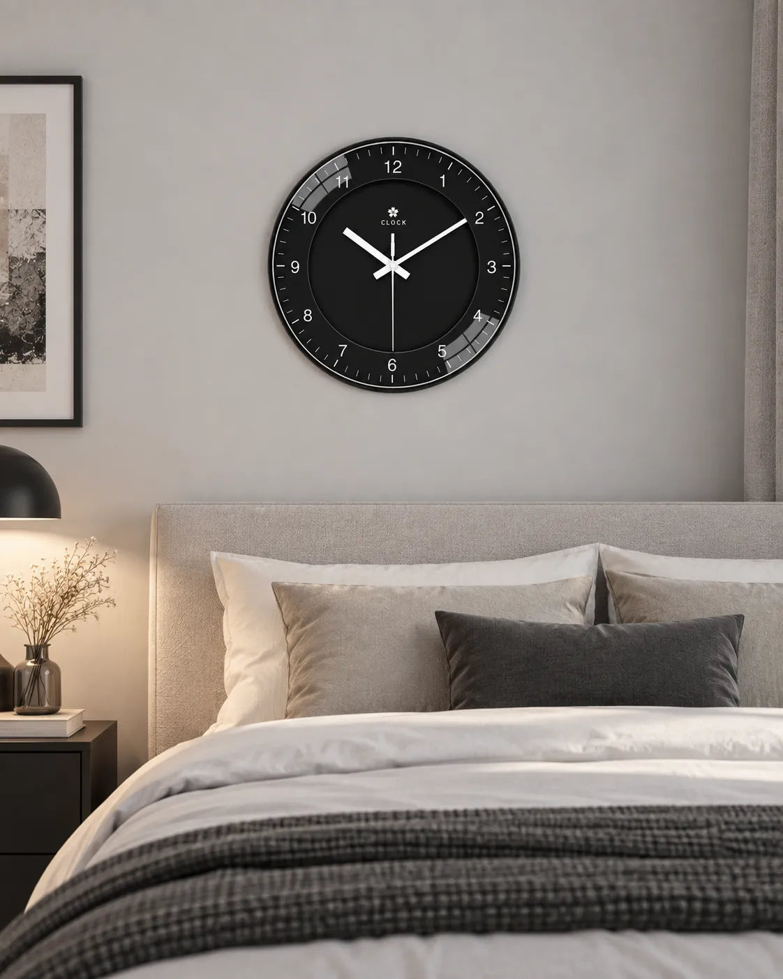 Horloge Murale Noire Ronde Silencieuse — 4 Tailles