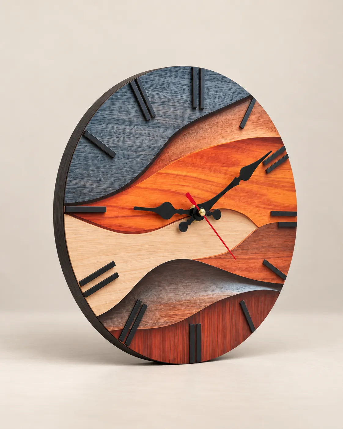 Horloge Murale Bois Scandinave Ronde 25 cm Silencieuse