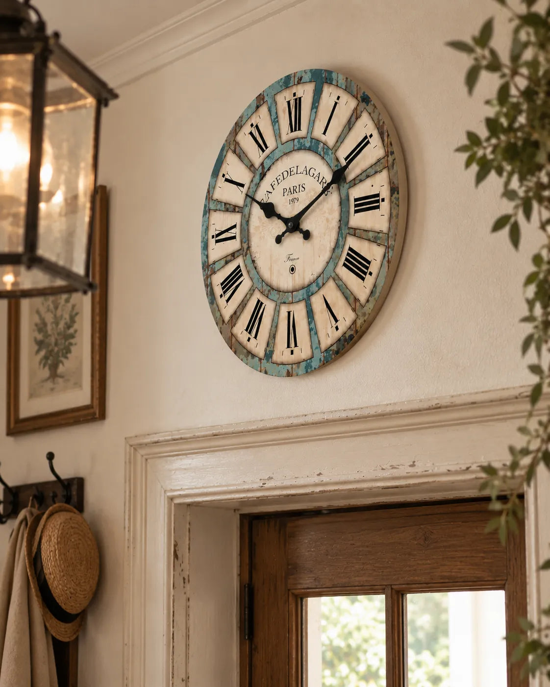 Horloge Murale Bois Rustique Motif Veiné Silencieuse — 4 Tailles