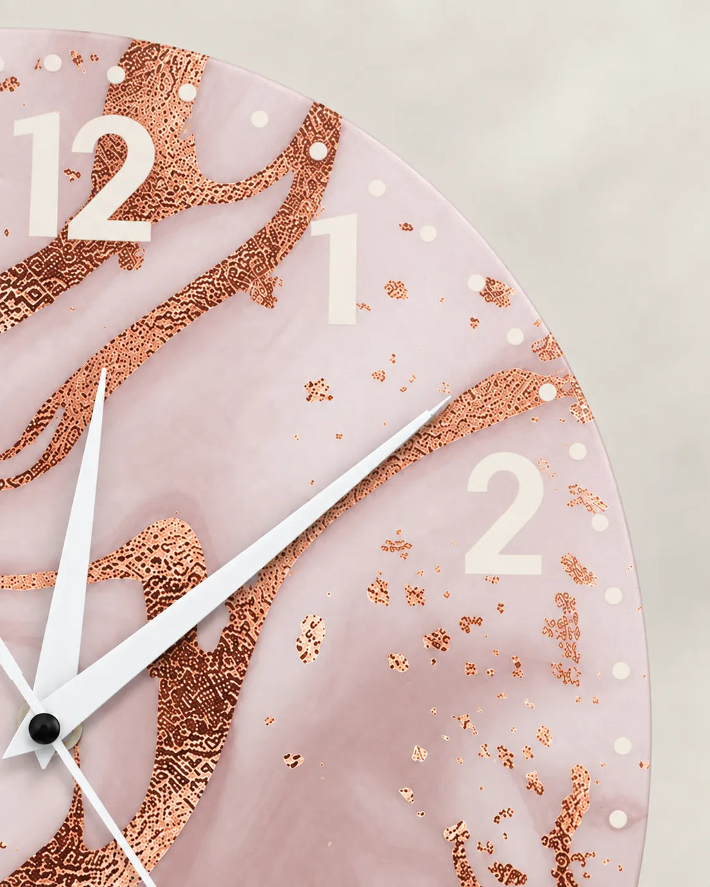 Horloge Murale Acrylique Effet Marbre Rose et Or Rose 30 cm Silencieuse