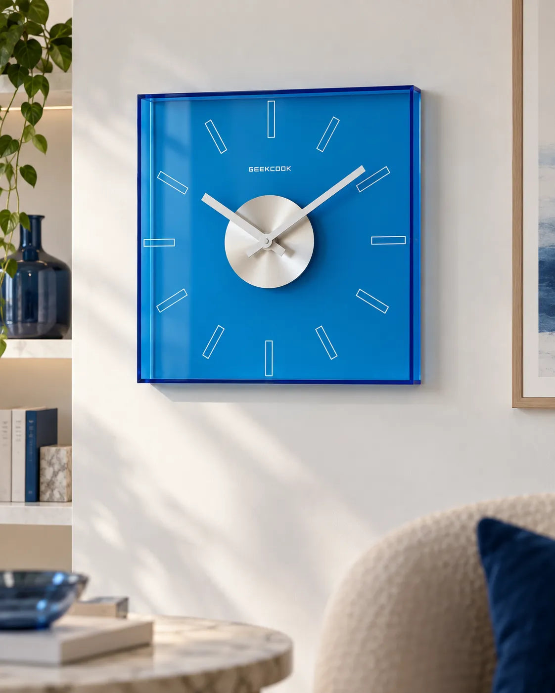 Horloge Murale Acrylique Transparente Carrée 30 cm Silencieuse