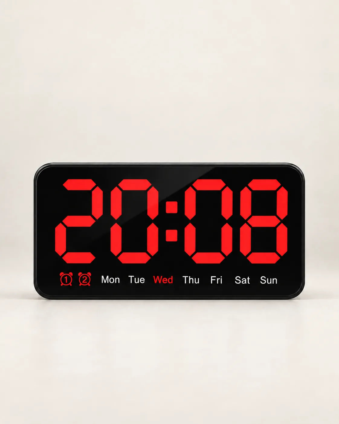 Horloge Murale LED 21,5 cm Activation Sonore et Double Alarme