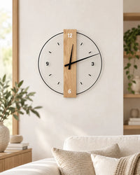 Horloge Murale Bois et Verre Bande Verticale Silencieuse