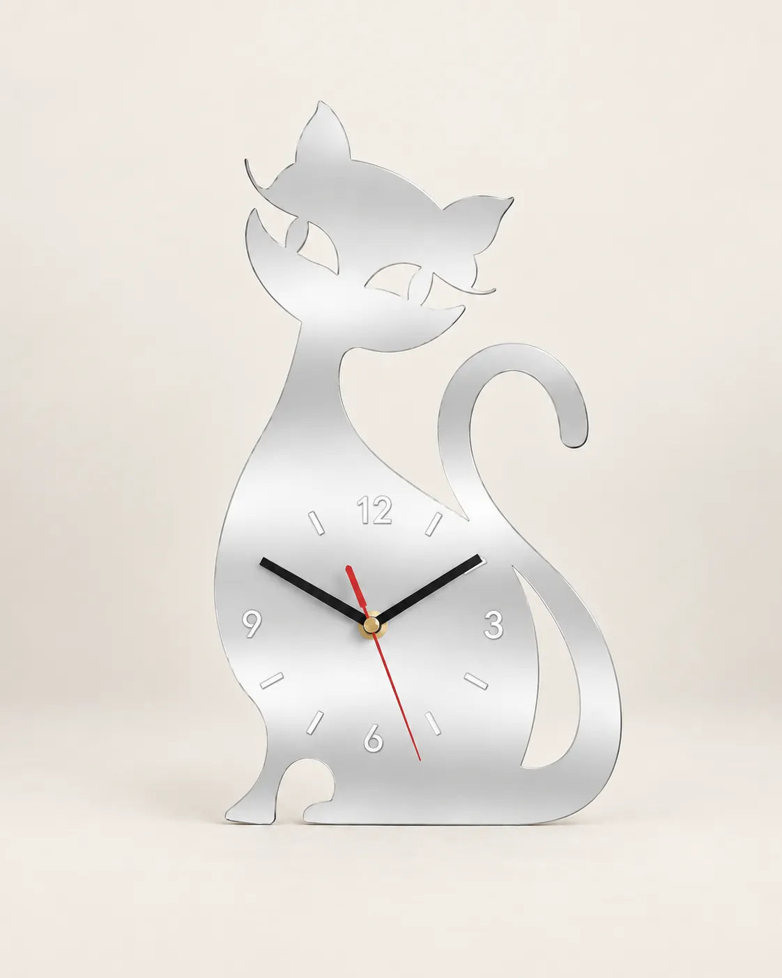 Horloge Murale Chat Acrylique 30 × 17 cm Silencieuse