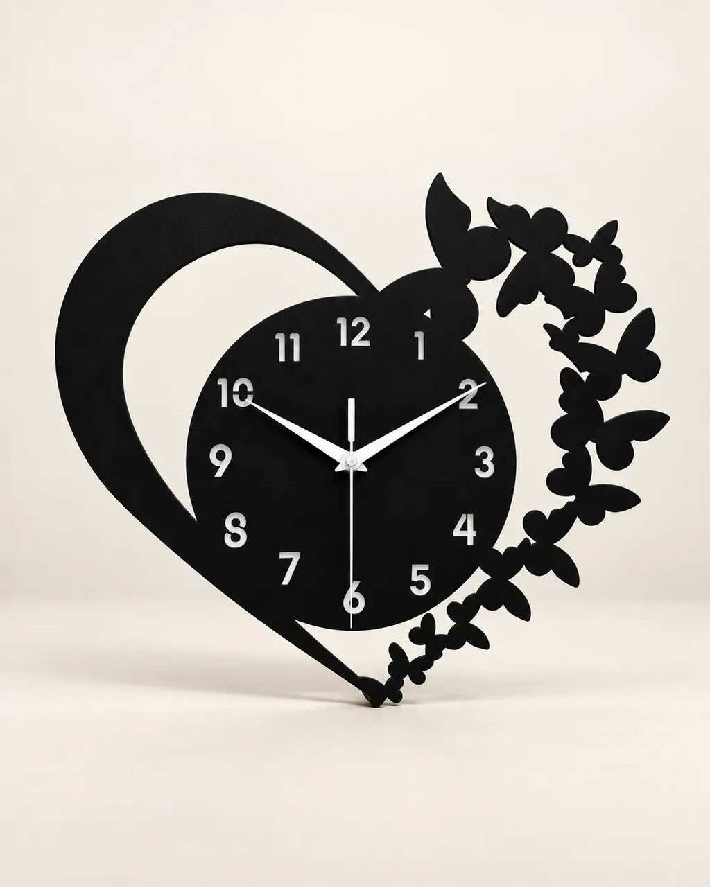 Horloge Murale Cœur Acrylique Noir 30 cm Silencieuse