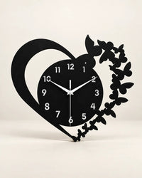 Horloge Murale Cœur Acrylique Noir 30 cm Silencieuse