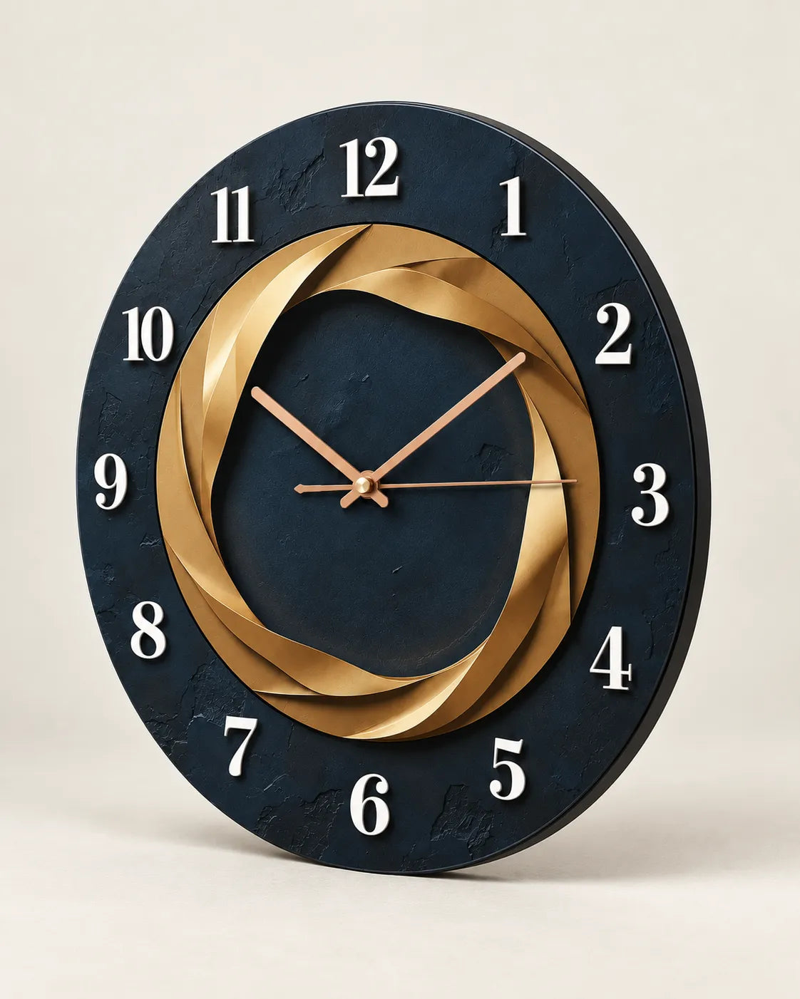 Horloge Murale Spirale Dorée Silencieuse — 2 Tailles