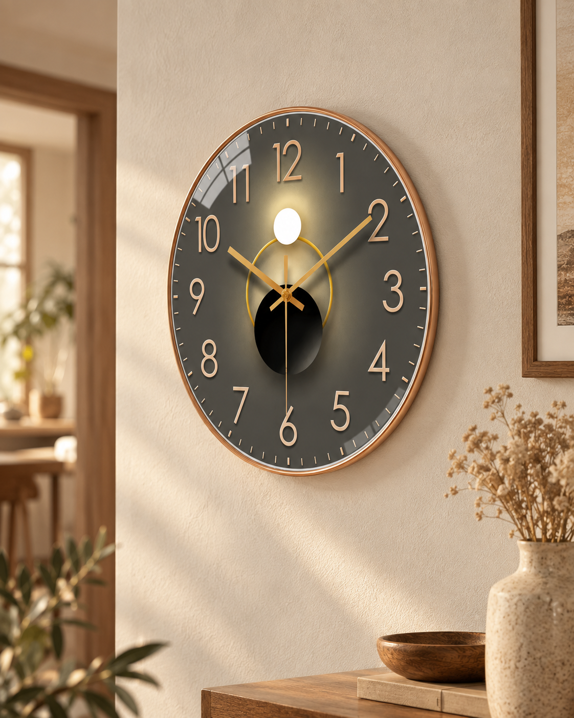Horloge Murale Verre Dorée 20 cm Silencieuse — 2 Modèles