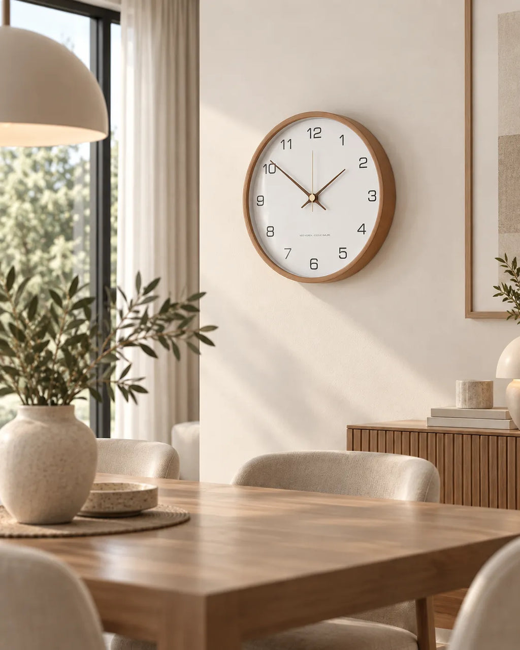 Horloge Murale Bois Massif Ronde Silencieuse — 3 Tailles
