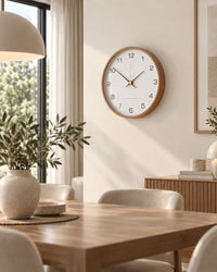 Horloge Murale Bois Massif Ronde Silencieuse — 3 Tailles