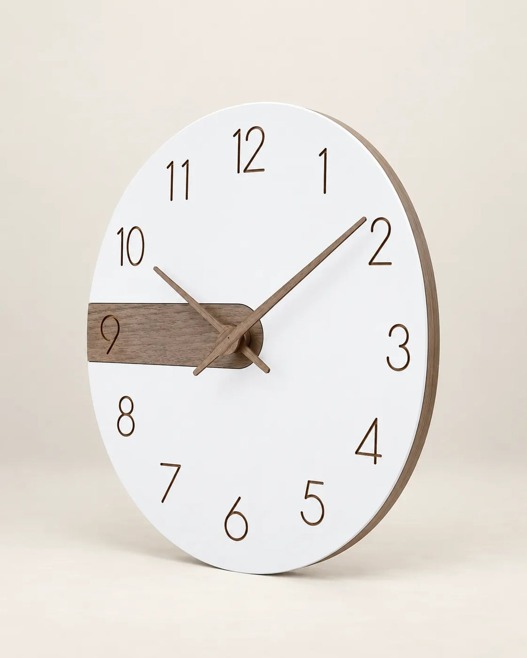 Horloge Murale Bois et Acrylique Blanc 30 cm Silencieuse