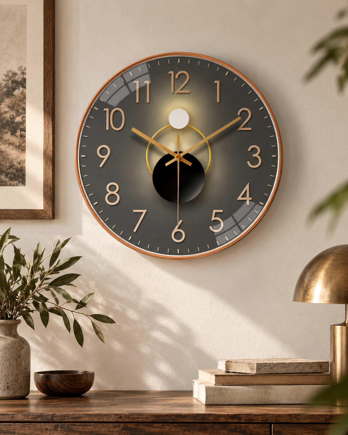 Horloge Murale Verre Dorée 20 cm Silencieuse — 2 Modèles