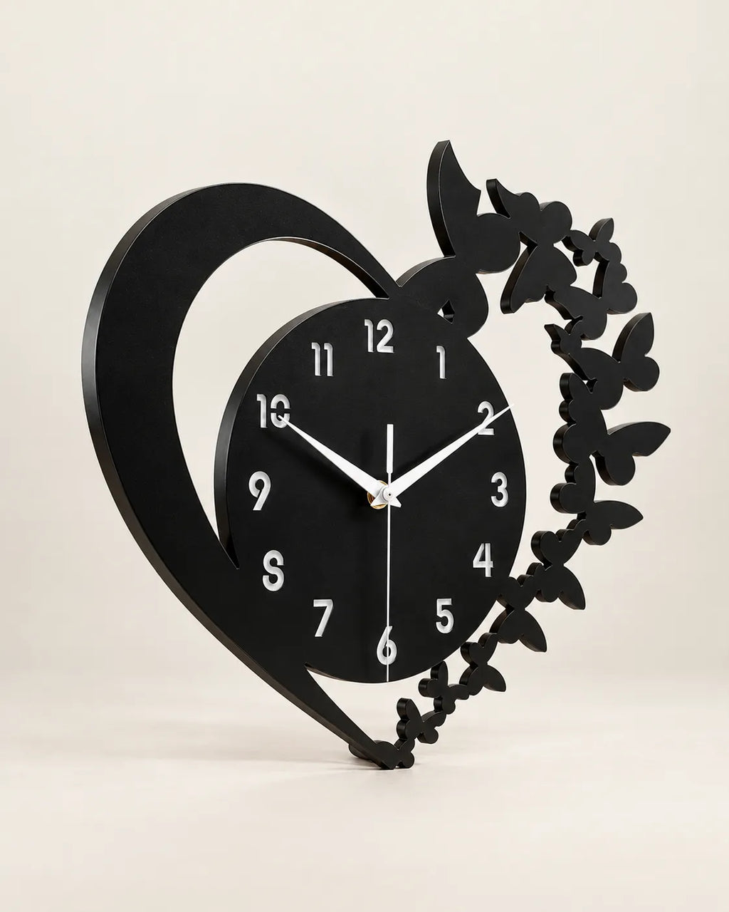 Horloge Murale Cœur Acrylique Noir 30 cm Silencieuse