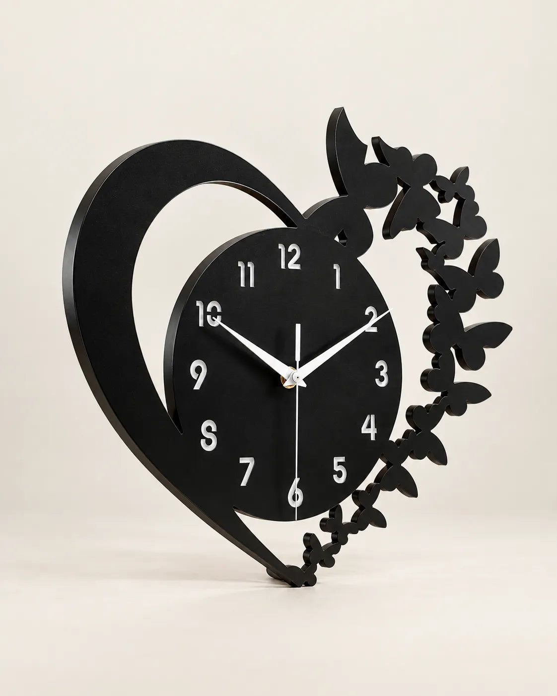 Horloge Murale Cœur Acrylique Noir 30 cm Silencieuse