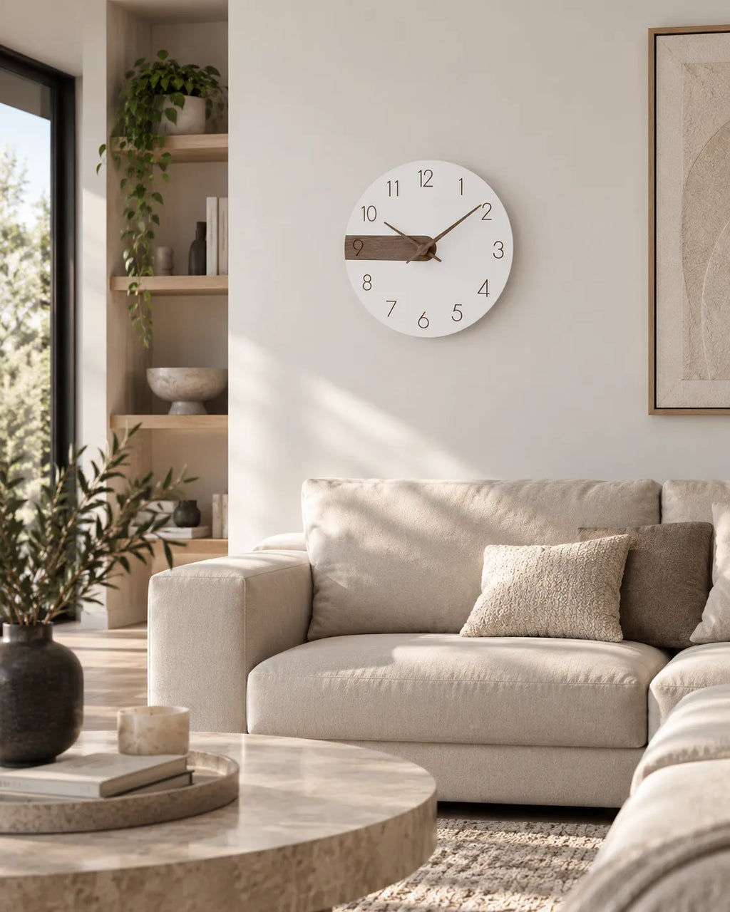 Horloge Murale Bois et Acrylique Blanc 30 cm Silencieuse