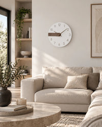 Horloge Murale Bois et Acrylique Blanc 30 cm Silencieuse