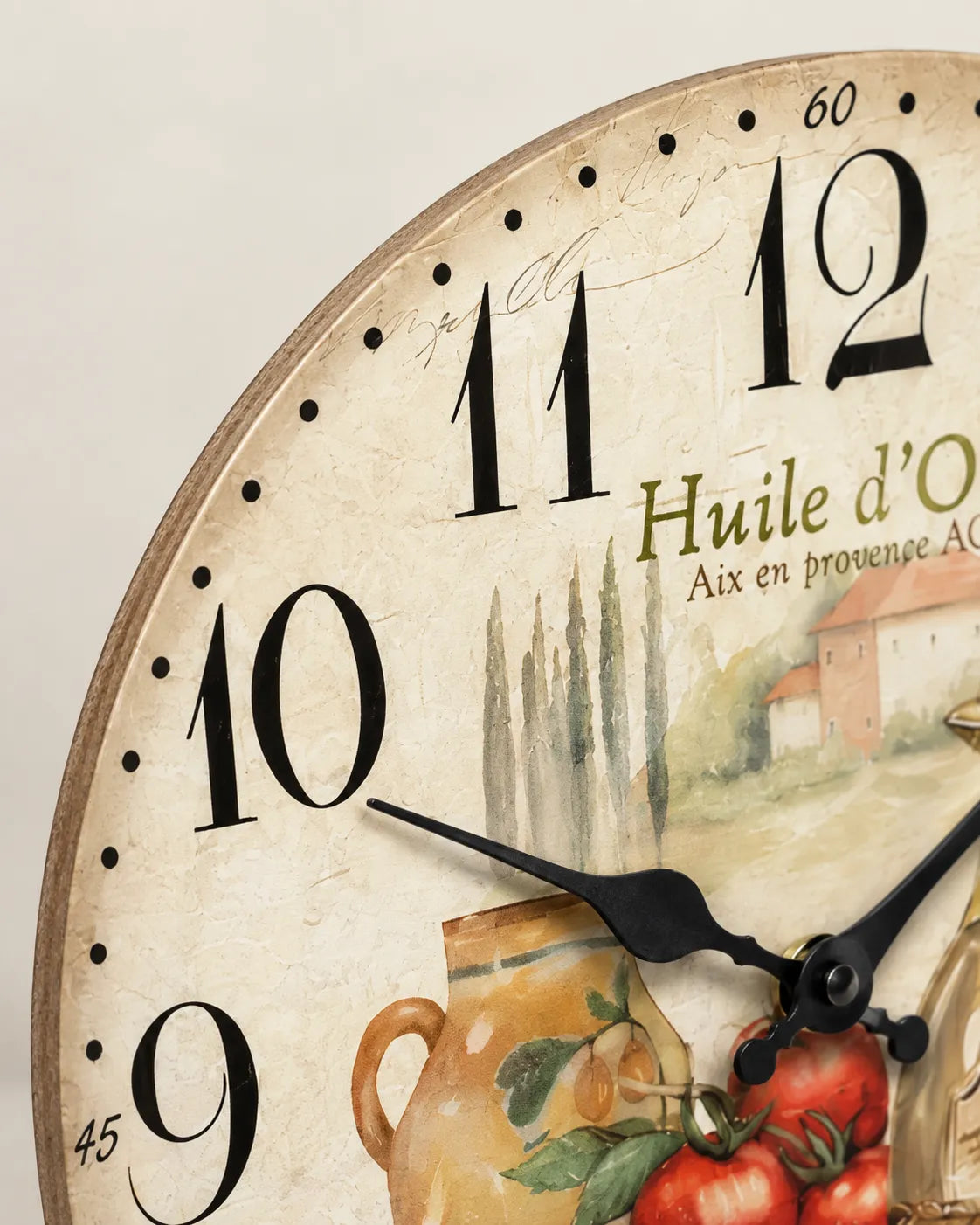 Horloge Murale Bois Provence Huile d’Olive et Tomates — 4 Tailles