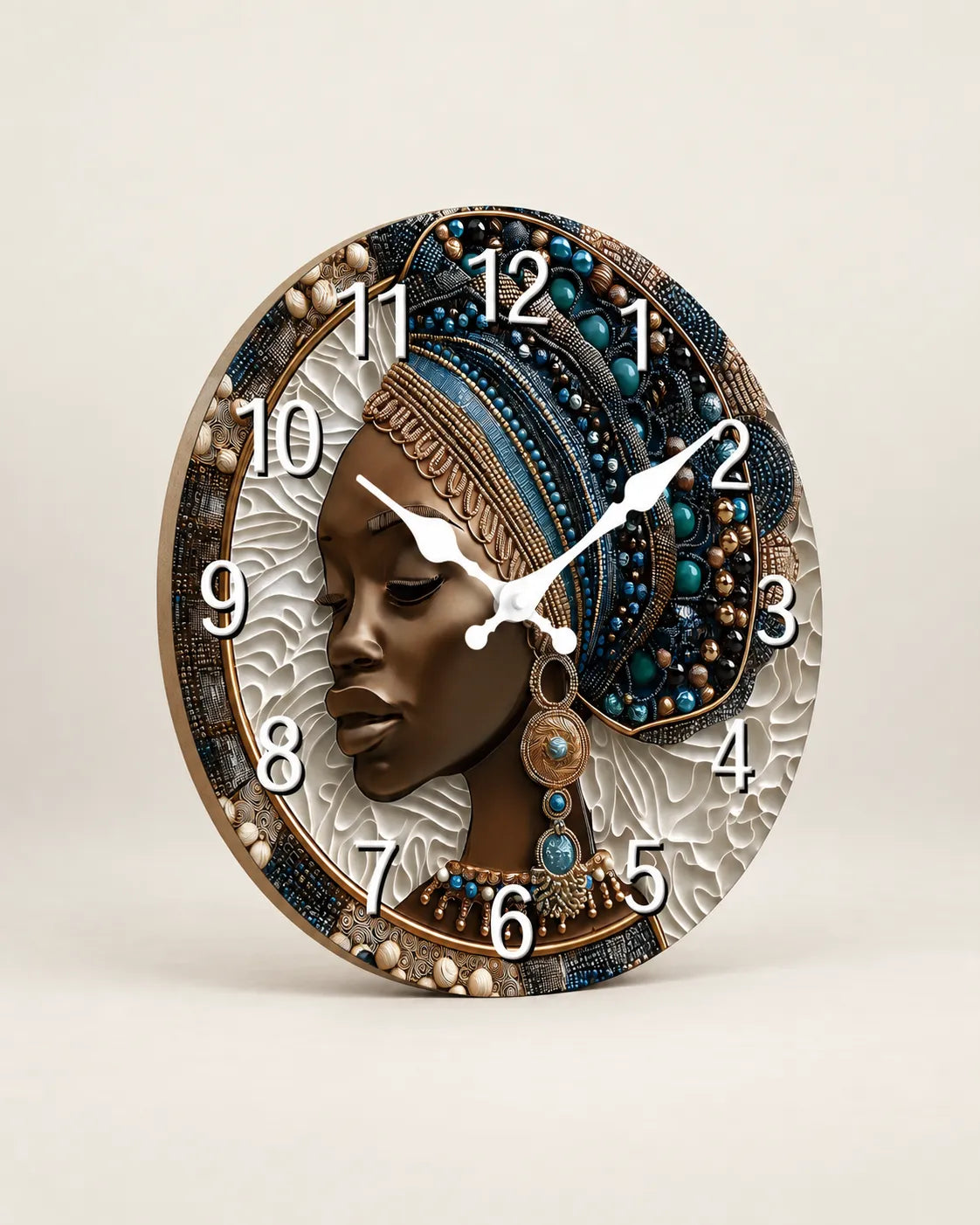 Horloge Murale Bois Femme Africaine Silencieuse — 4 Tailles