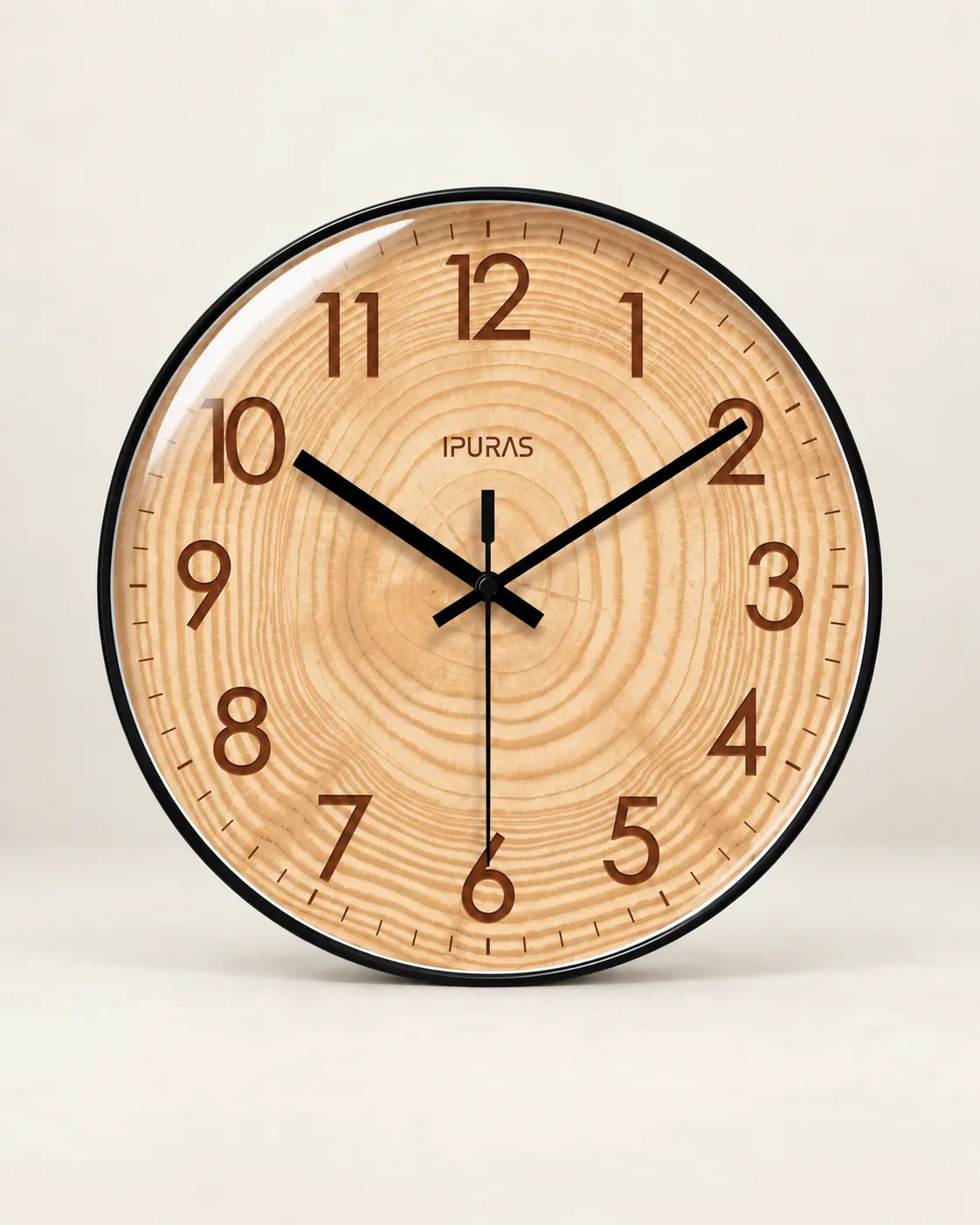 Horloge Murale Effet Bois Ronde Silencieuse — 3 Tailles