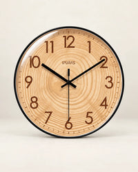 Horloge Murale Effet Bois Ronde Silencieuse — 3 Tailles