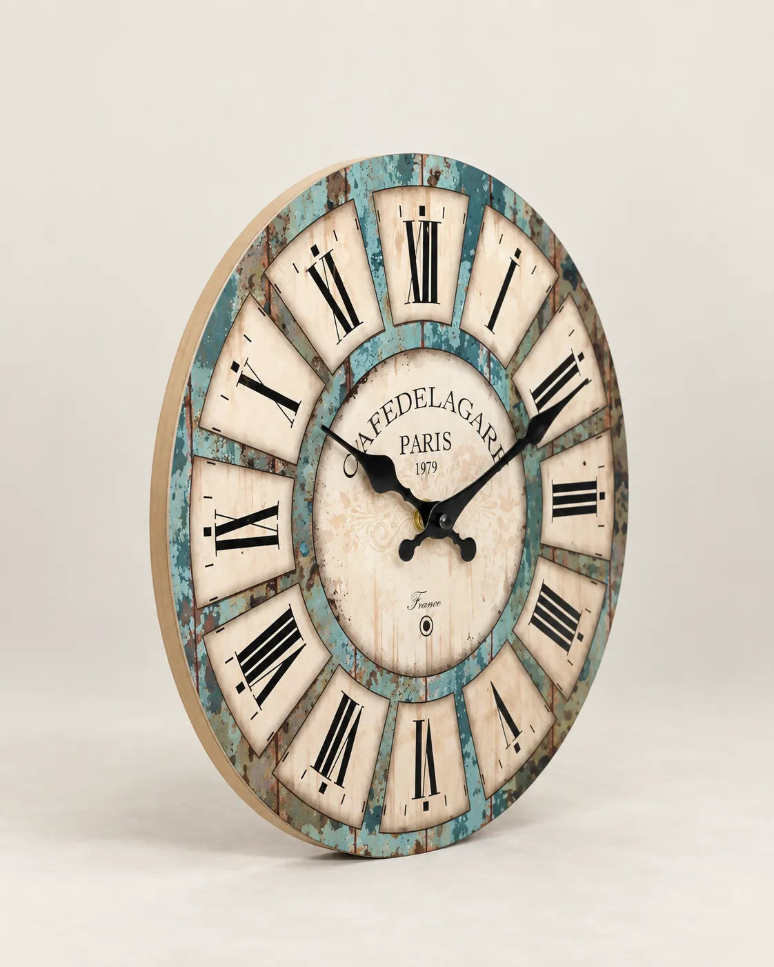 Horloge Murale Bois Rustique Motif Veiné Silencieuse — 4 Tailles