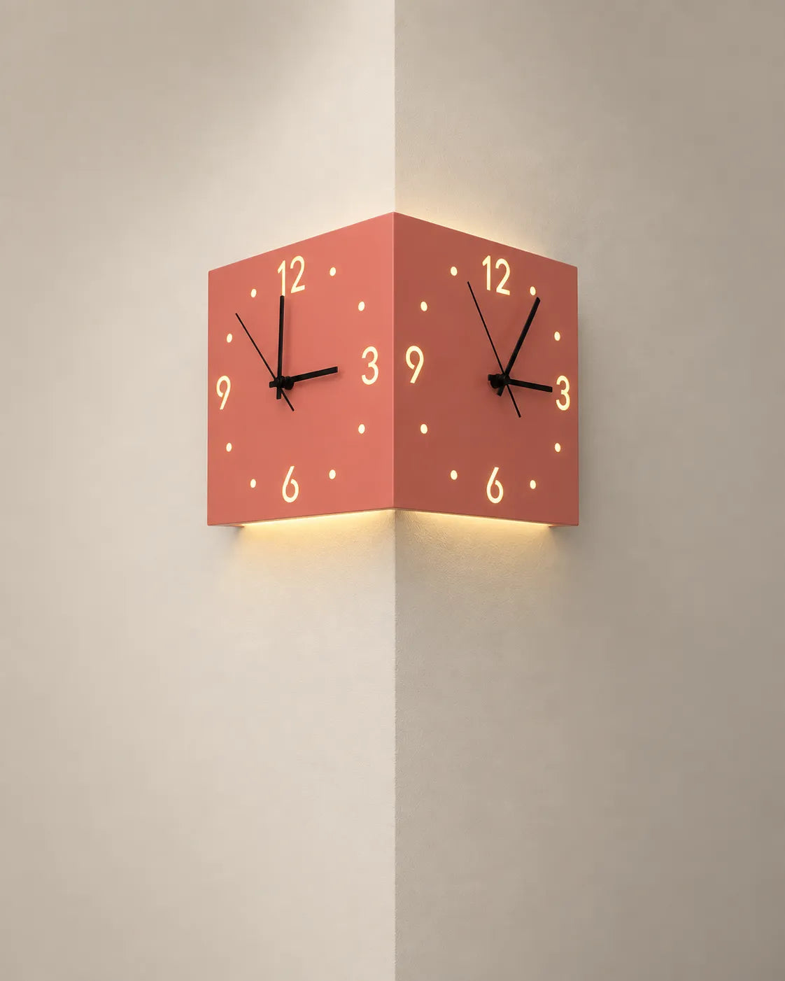 Horloge Murale d’Angle Double Face Carrée Silencieuse