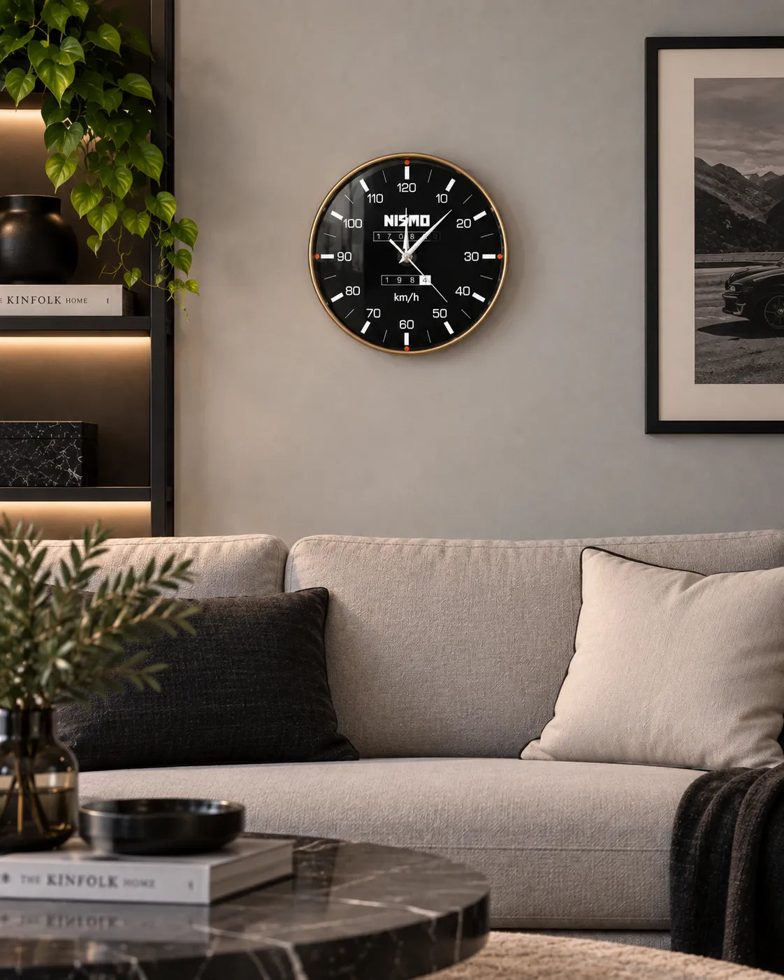Horloge Murale Compteur de Voiture Acrylique 30 cm Silencieuse