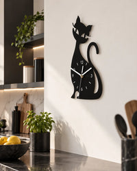 Horloge Murale Chat Acrylique 30 × 17 cm Silencieuse