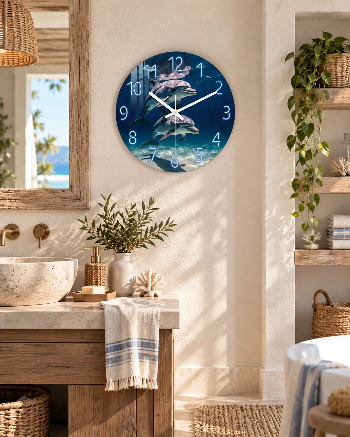 Horloge Murale Bois Dauphin Silencieuse — 6 Tailles